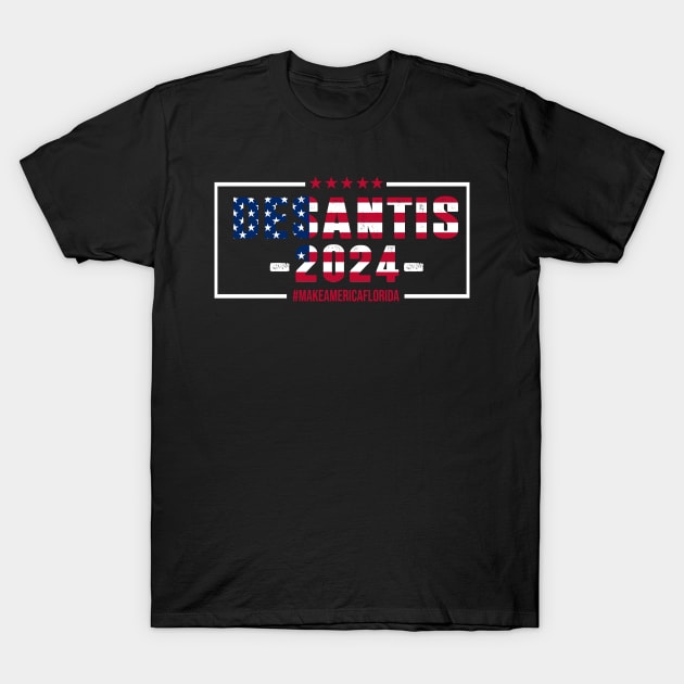 DeSantis 2024 Make America Florida Vintage Flag T-Shirt by DUC3a7